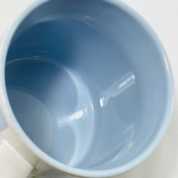 Vintage Russ Mug Set 2 Christmas European Blue Red Winter Snow Korea 8191 8329 - Picture 5 of 12